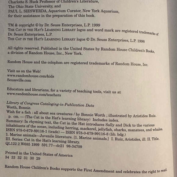 Dr Seuss children’s book. “Wish for a Fish all about creatures “1999 - Picture 4 of 4